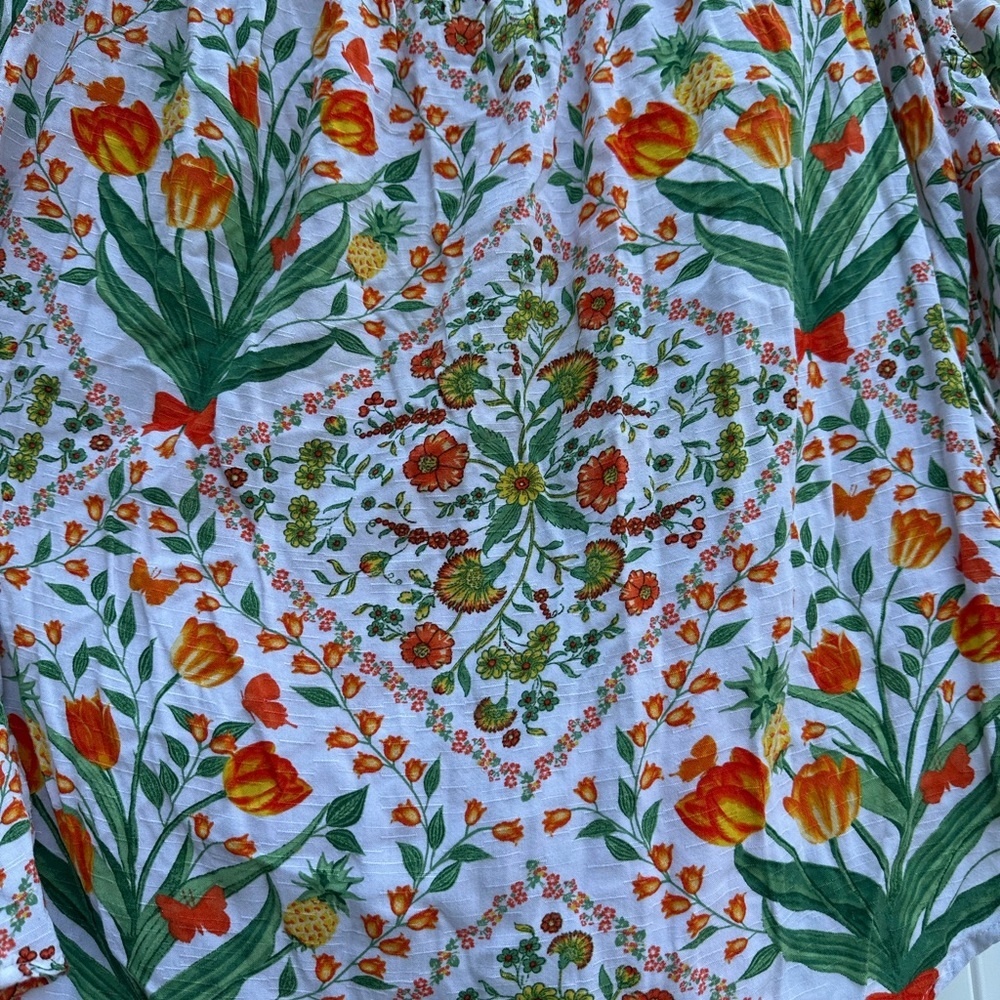 Cato Off Shoulder Floral Boho Blouse Women’s Large NWOT White Tropical Print - Picture 5 of 9